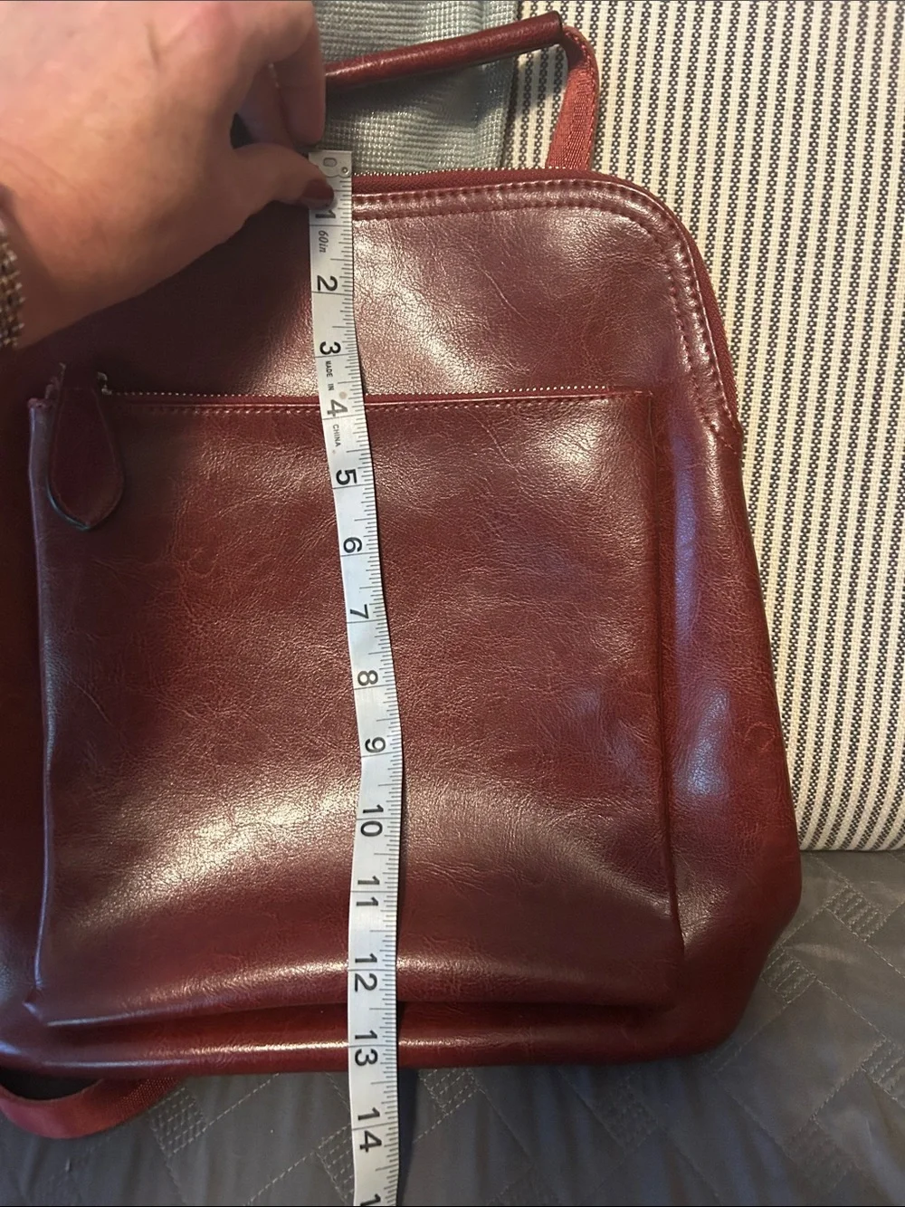 Burgundy Leather Backpack Purse leather